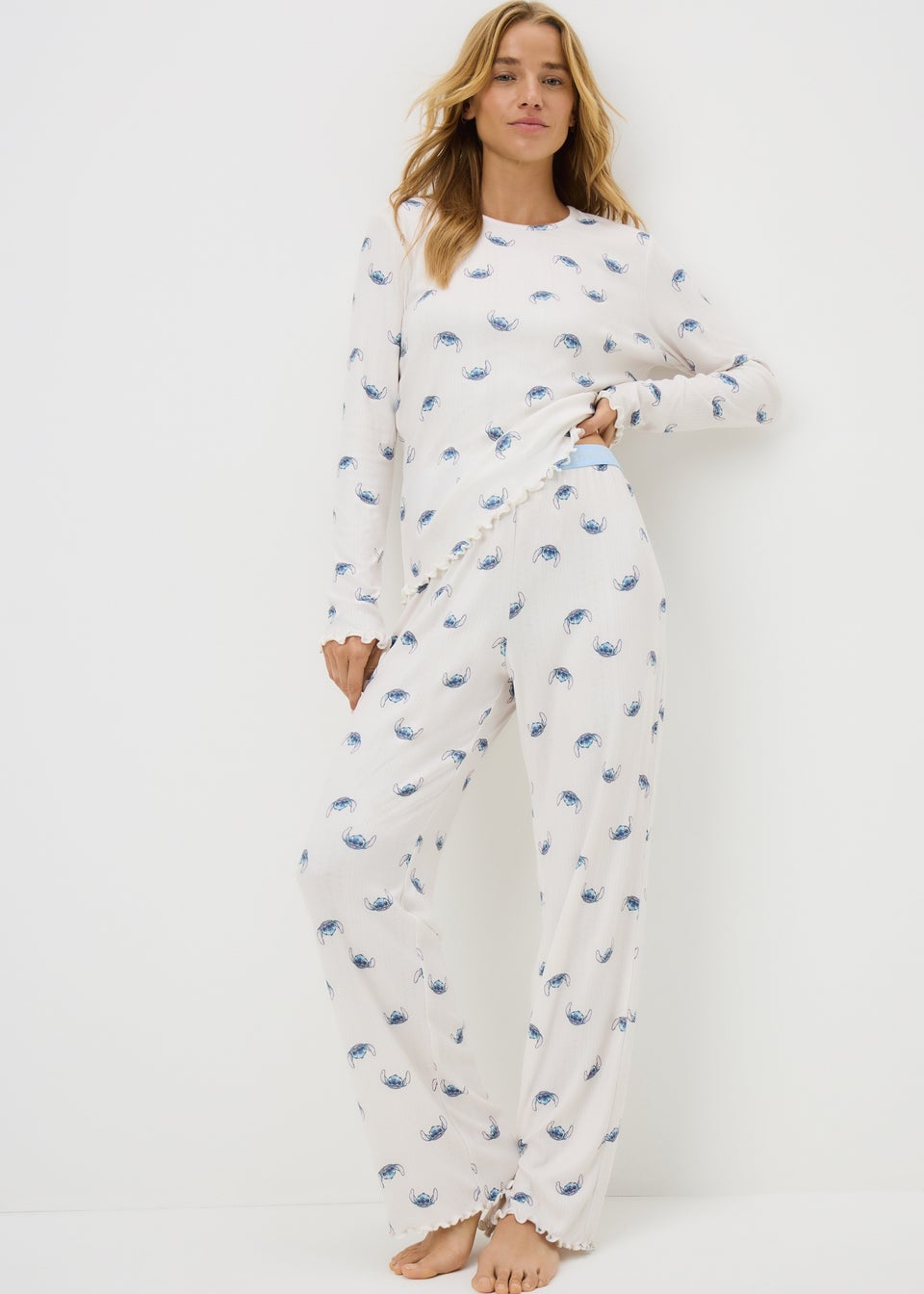Disney Cream Stich Pointelle Pyjama Set