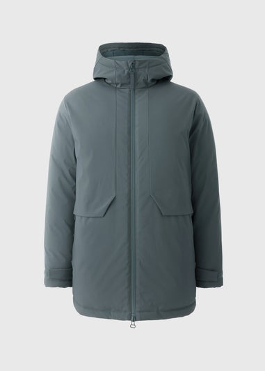 Blue Grey Padded Parka Coat