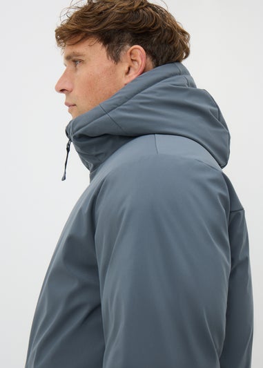 Blue Grey Padded Parka Coat