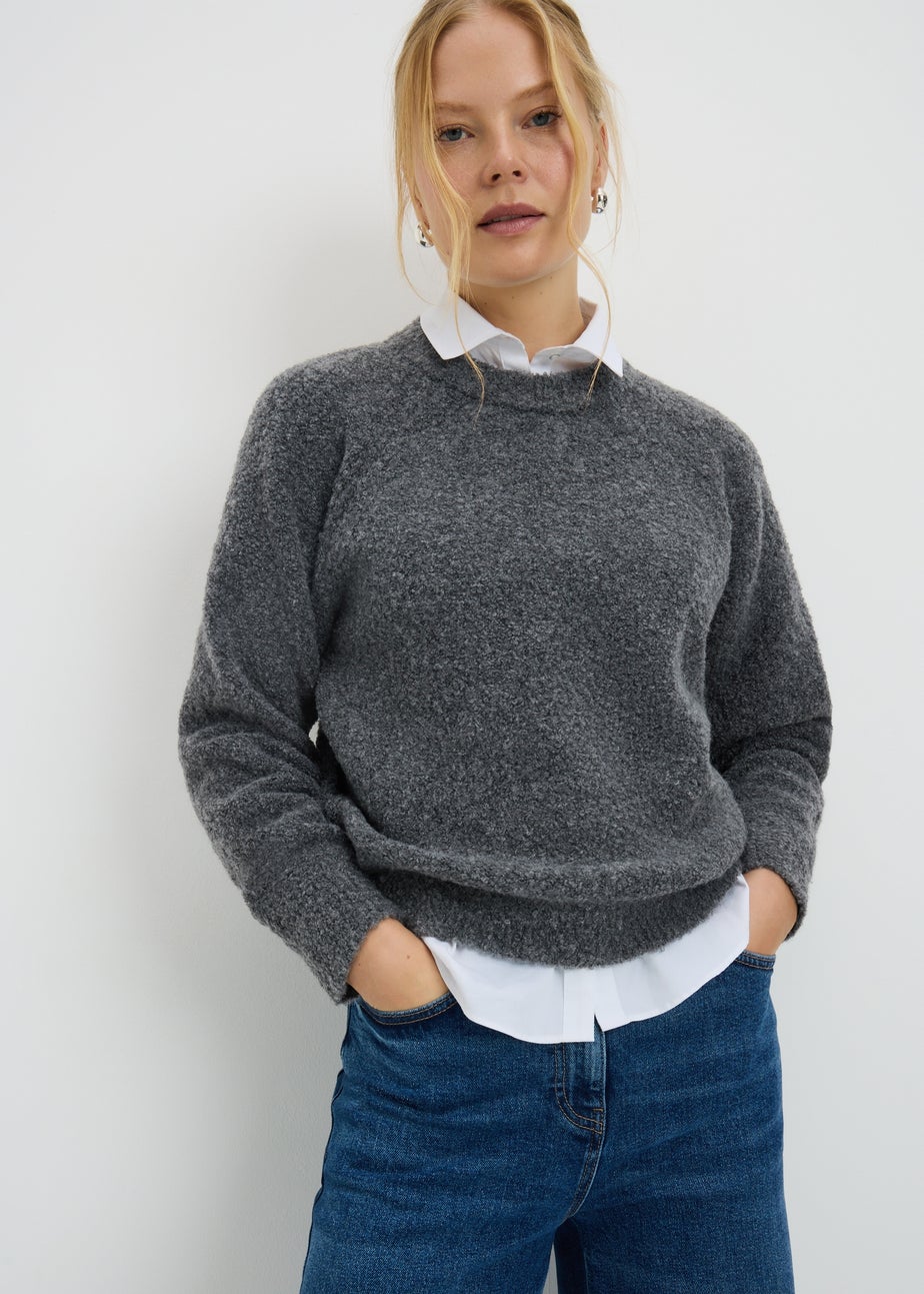Dark Grey Boucle Jumper
