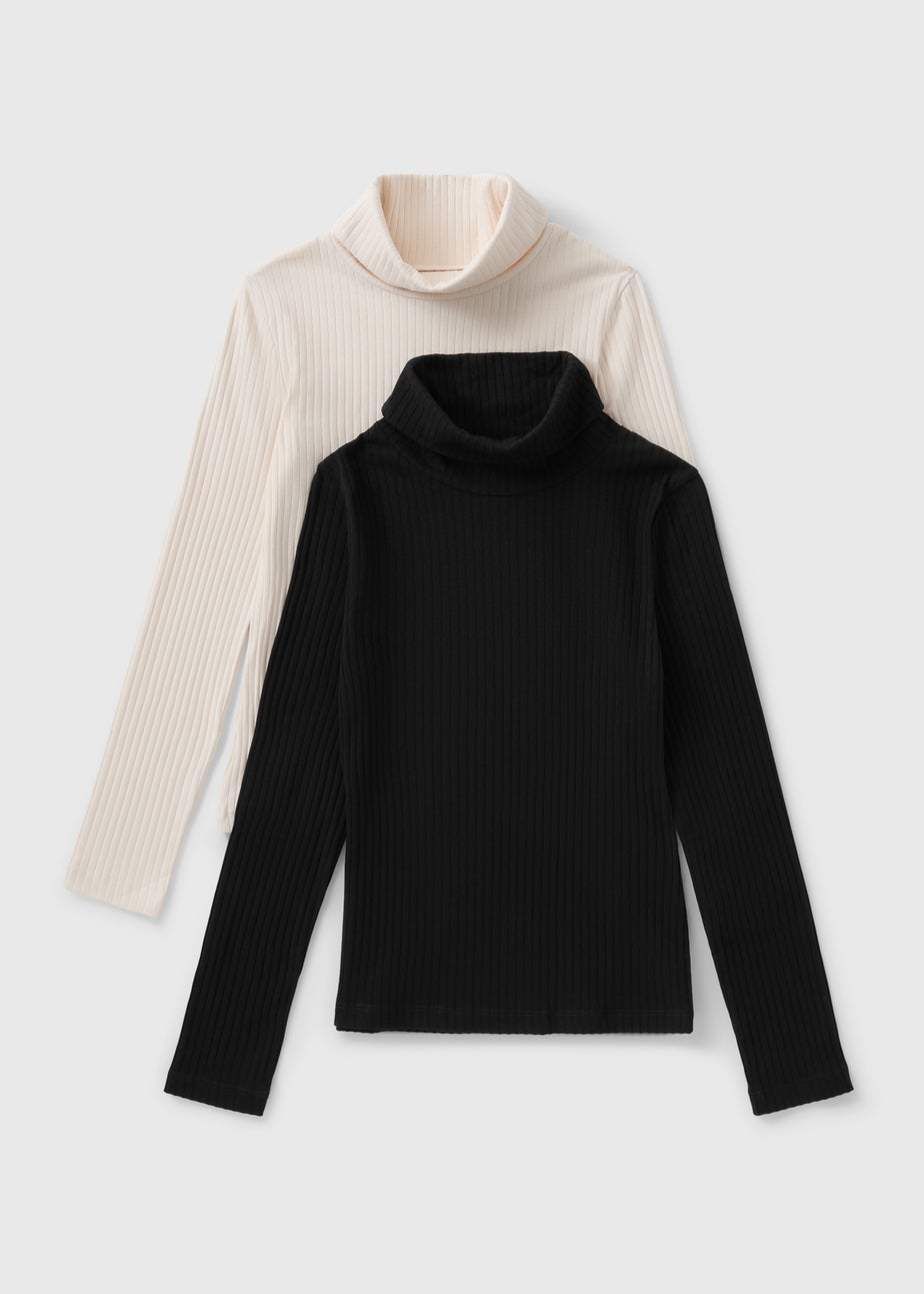 2 Pack Girls Multicolour High Neck Tops (7-15yrs)