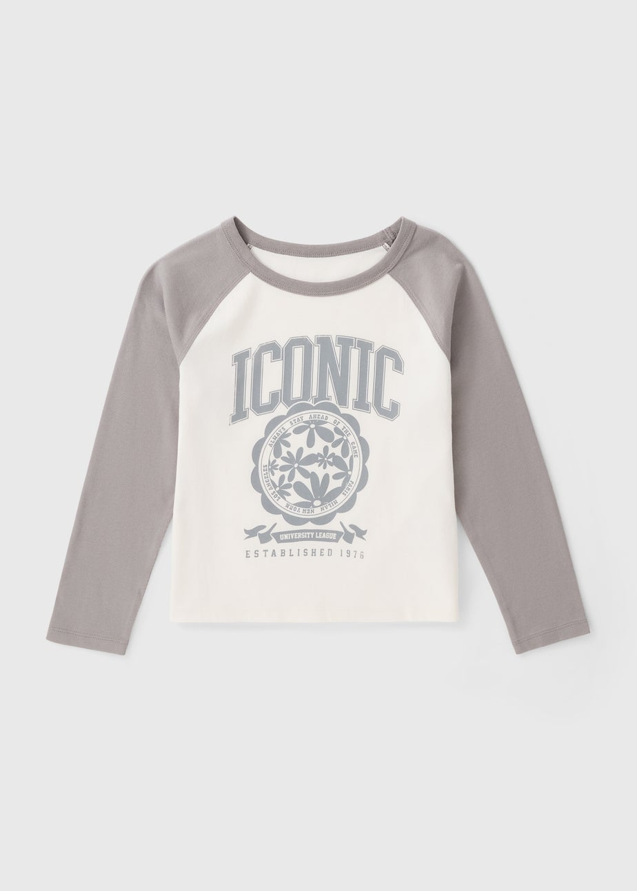 Girls Grey Iconic Ringer Top (7-15yrs)