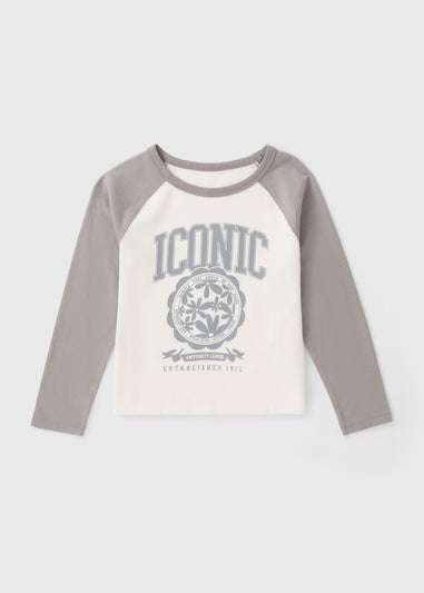 Girls Grey Iconic Ringer Top (7-15yrs)
