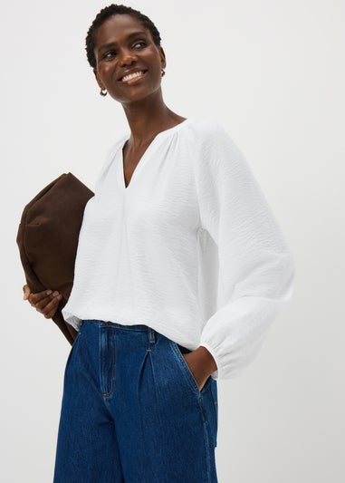 White Solid Popover Shirt