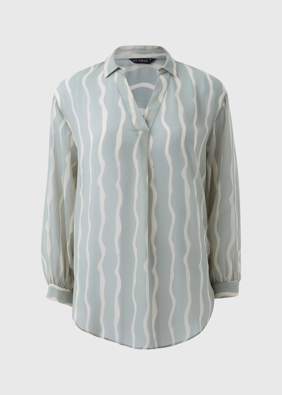 Et Vous Sage Stripe Blouse