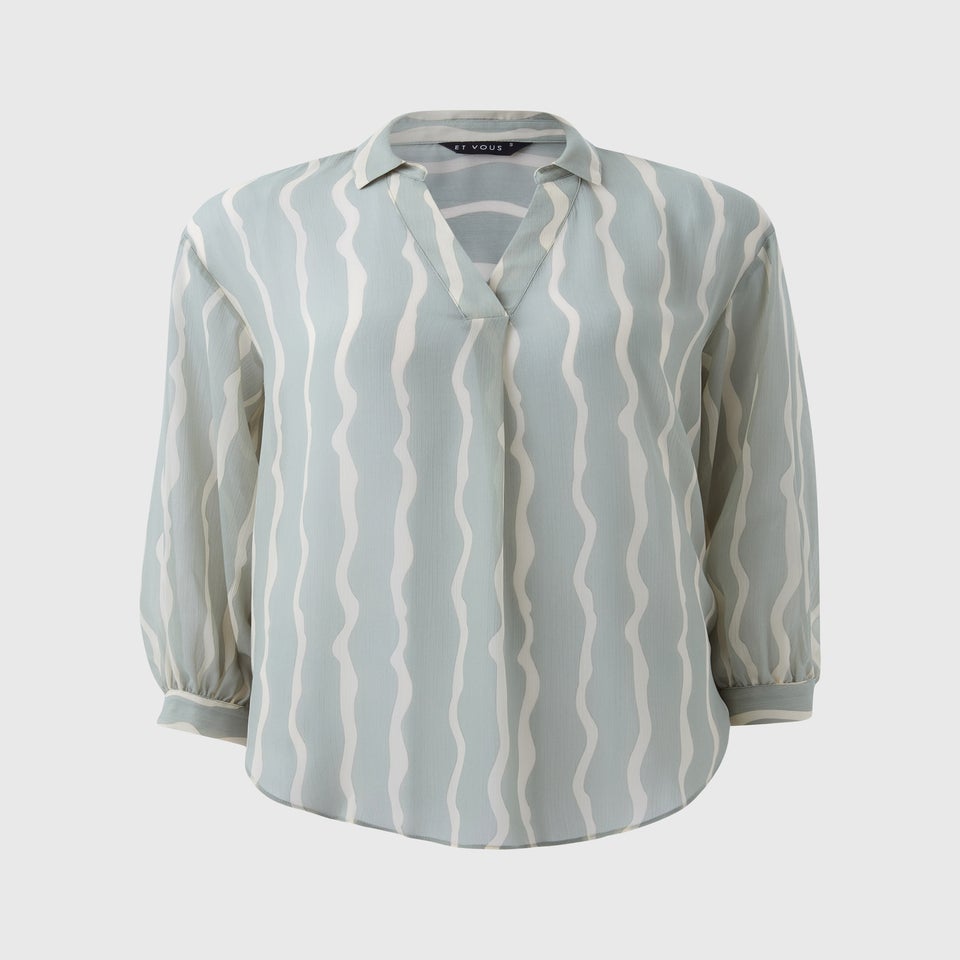 Et Vous Sage Stripe Blouse