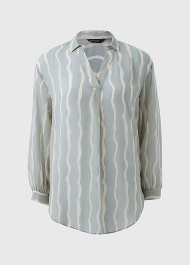 Et Vous Sage Stripe Blouse