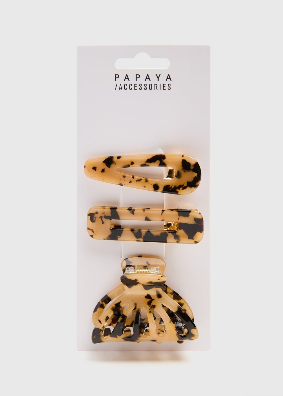 3-Pack Brown Tortoiseshell Clamp Set