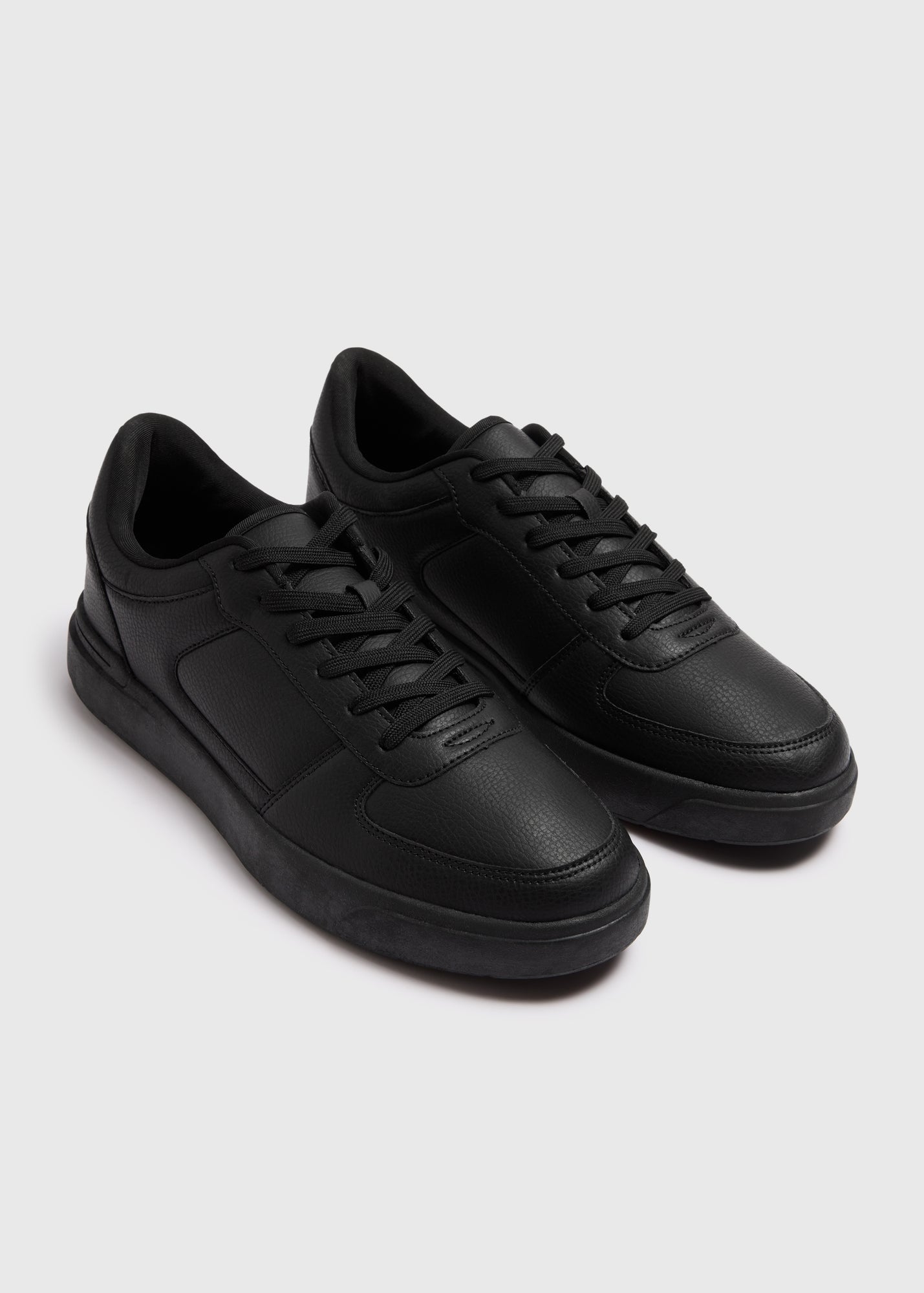 plain black leather trainers