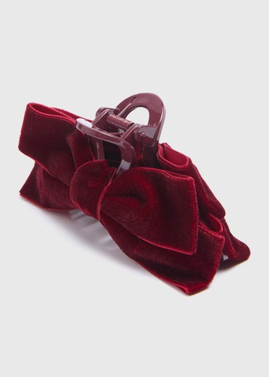 Burgundy Velvet Bow Hair Clamp