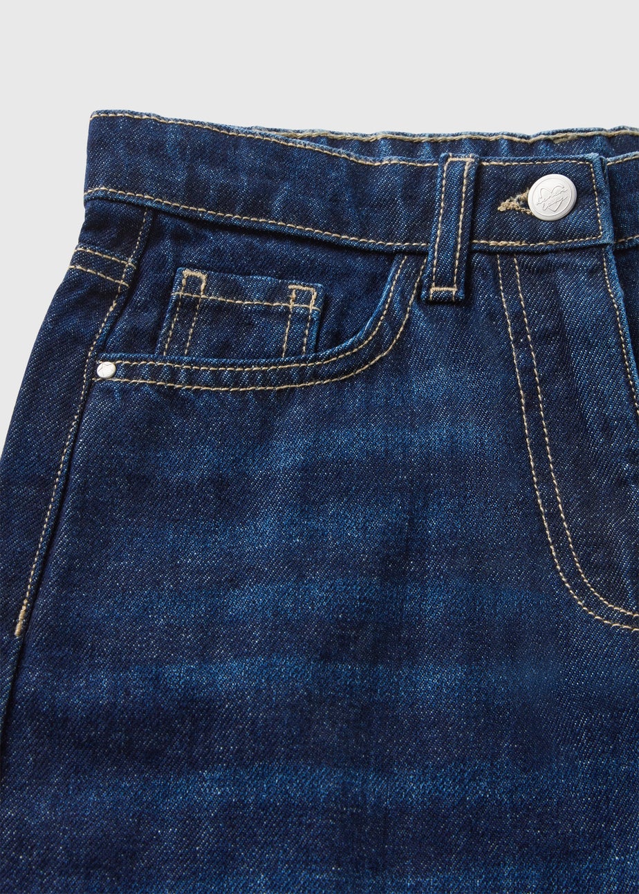 Girls Darkwash Fold Up Jeans (7-15yrs)