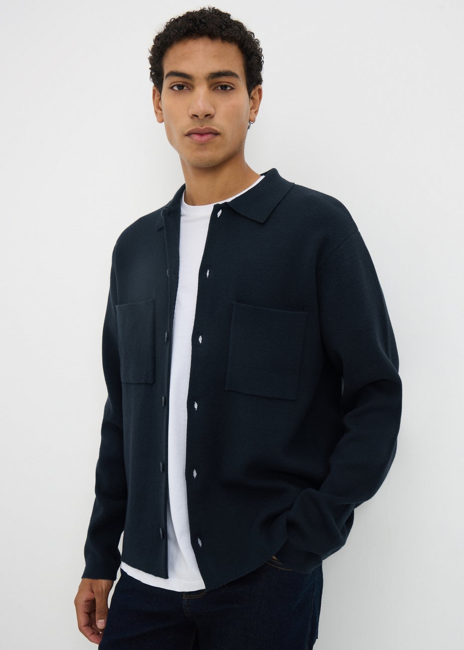 Navy Smart Button Through Cardigan