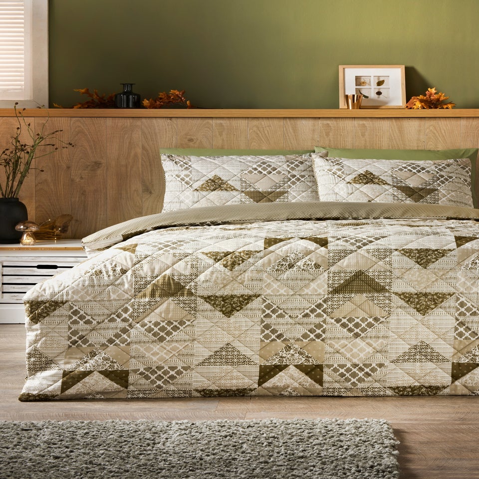 Green Patch Quilted Duvet Set