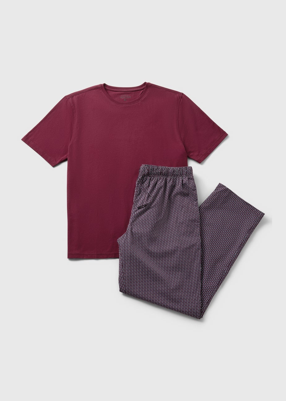 Burgundy Woven Pyjama Set