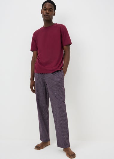 Burgundy Woven Pyjama Set