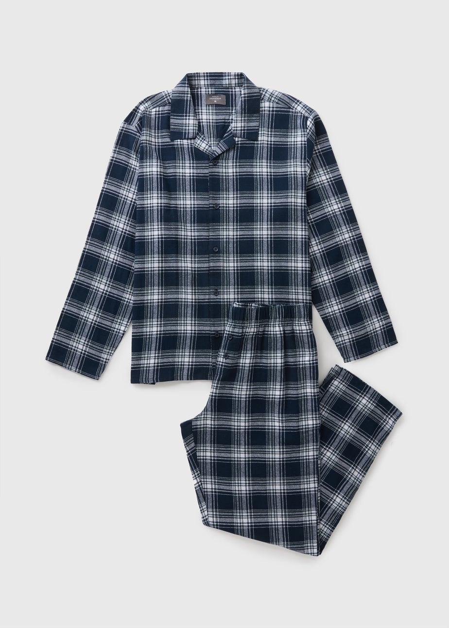 Navy Brushed Check Woven Pyjama Set