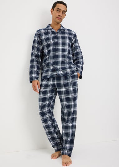 Navy Brushed Check Woven Pyjama Set