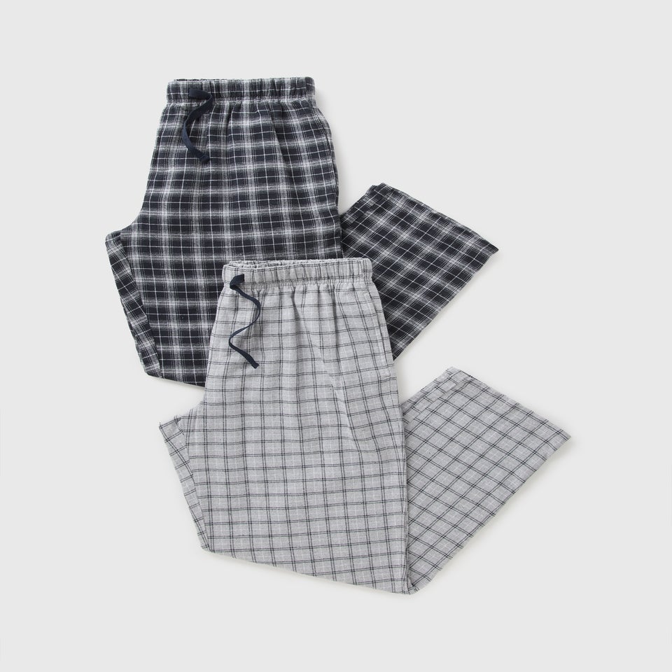 Grey 2 Pack Brushed Woven Pyjama Bottoms