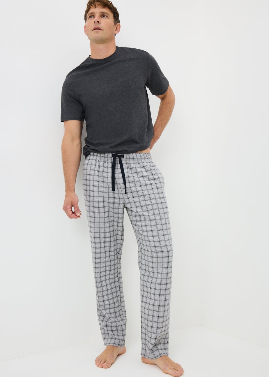Grey 2 Pack Brushed Woven Pyjama Bottoms