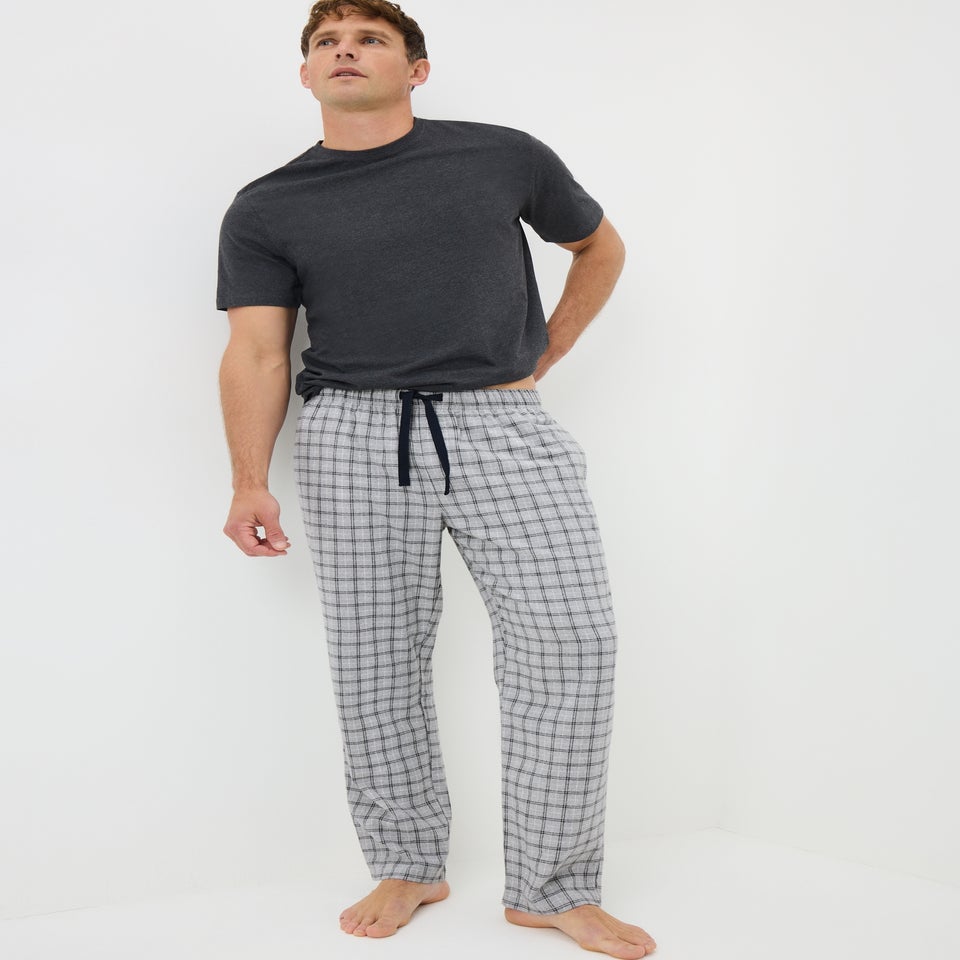 Grey 2 Pack Brushed Woven Pyjama Bottoms