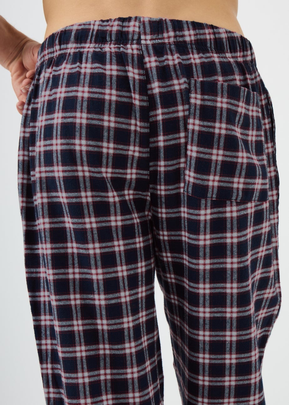 Navy Brushed Woven Check Pyjama Bottoms