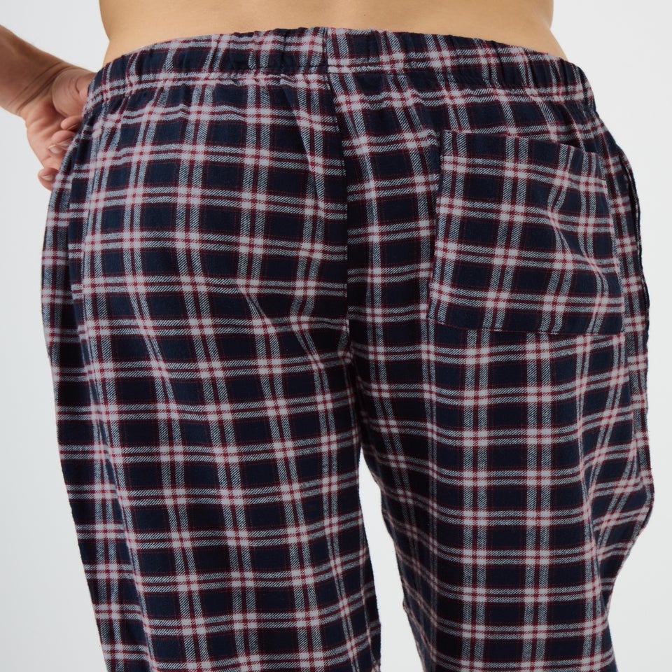Navy Brushed Woven Check Pyjama Bottoms