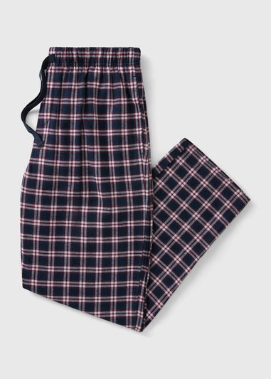 Navy Brushed Woven Check Pyjama Bottoms