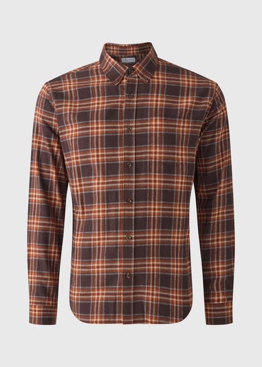 Orange Check Flannel Long Sleeve Shirt