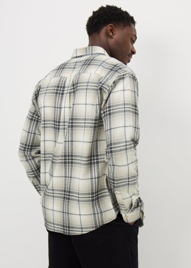 Ecru Long Sleeve Checked Shirt