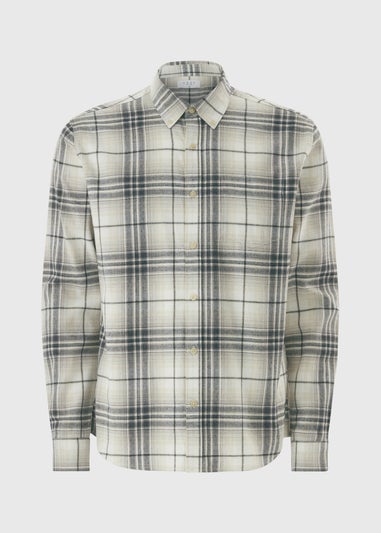 Ecru Long Sleeve Checked Shirt