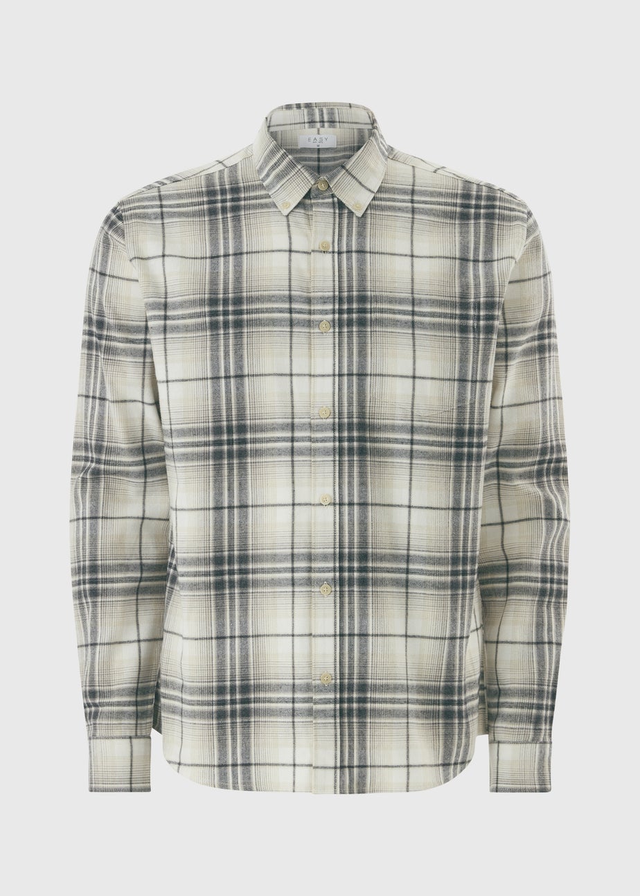 Ecru Long Sleeve Checked Shirt
