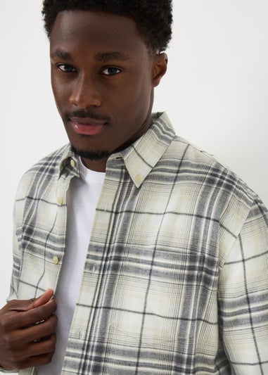 Ecru Long Sleeve Checked Shirt