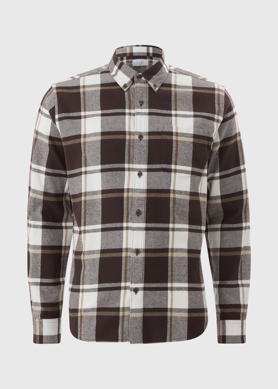 Brown Long Sleeve Checked Flannel