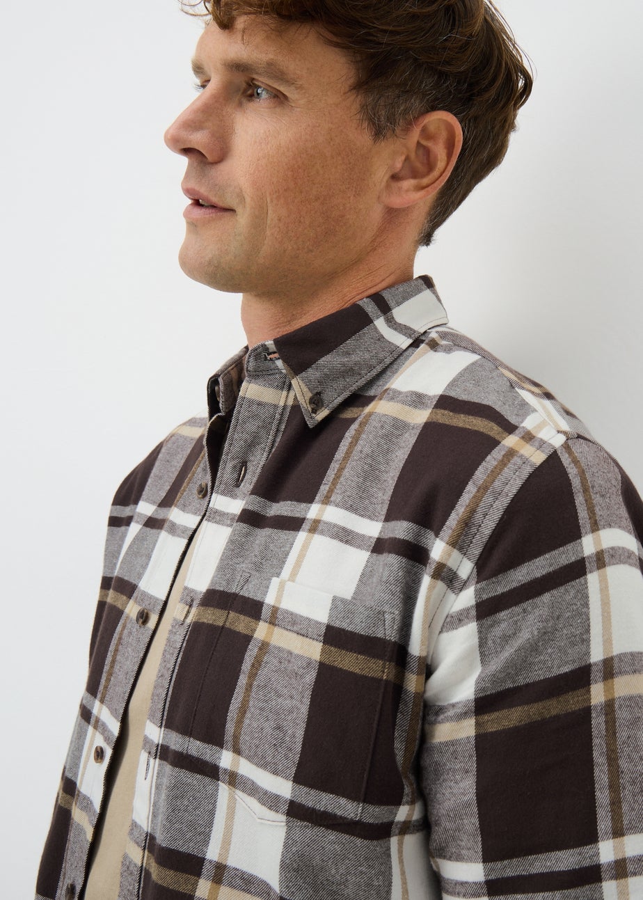 Brown Long Sleeve Checked Flannel