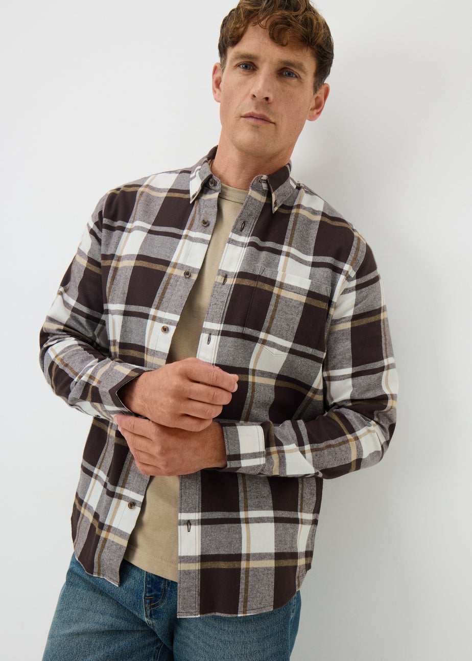 Brown Long Sleeve Checked Flannel