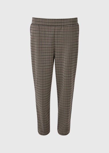 Burgundy Check Ponte Tapered Trousers