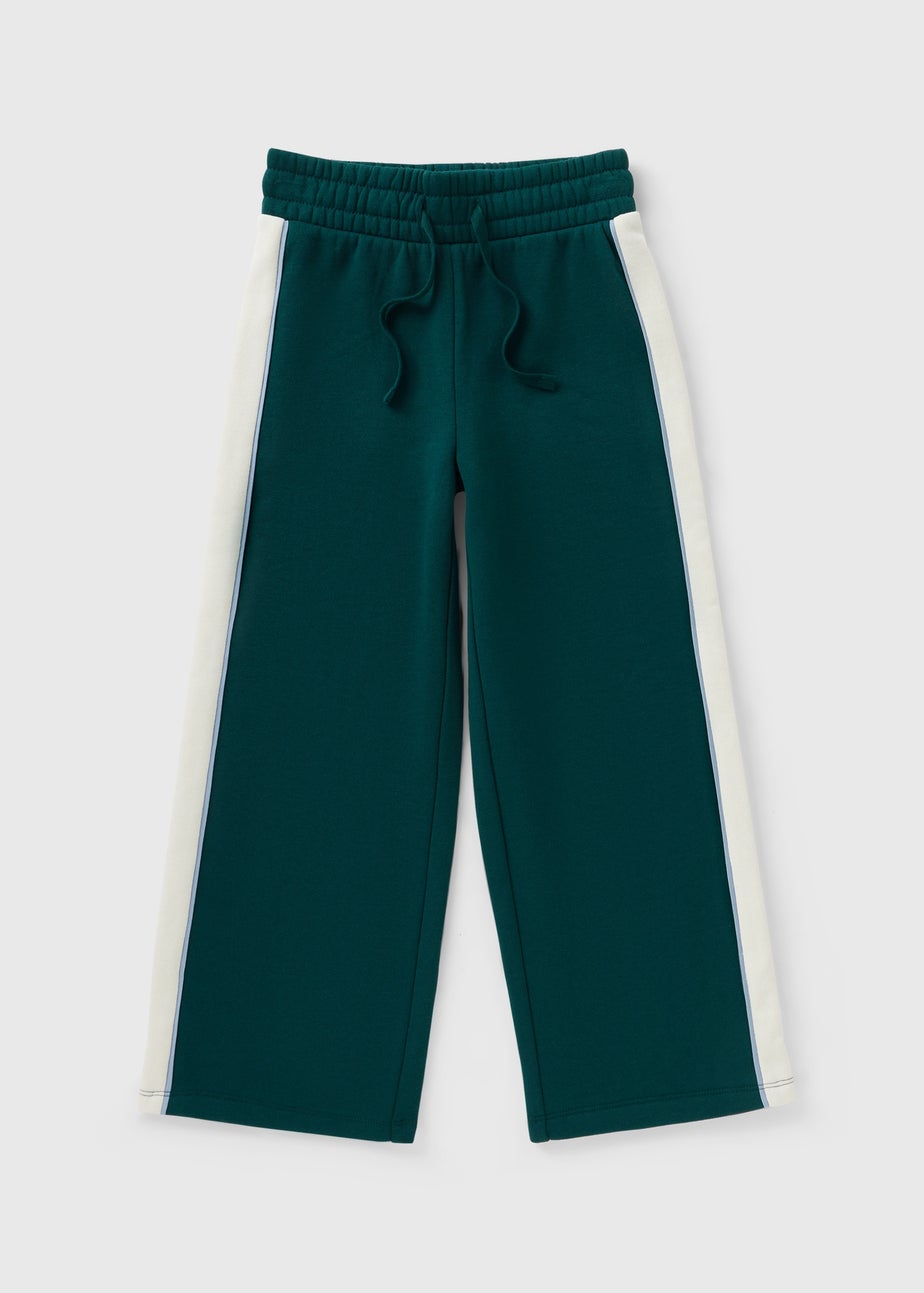 Girls Green Panel Wide Leg Joggers (7-15yrs)