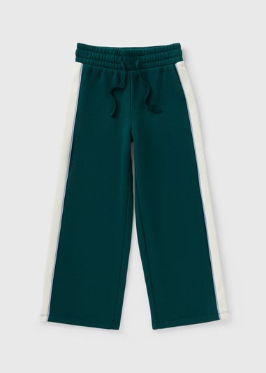 Girls Green Panel Wide Leg Joggers (7-15yrs)
