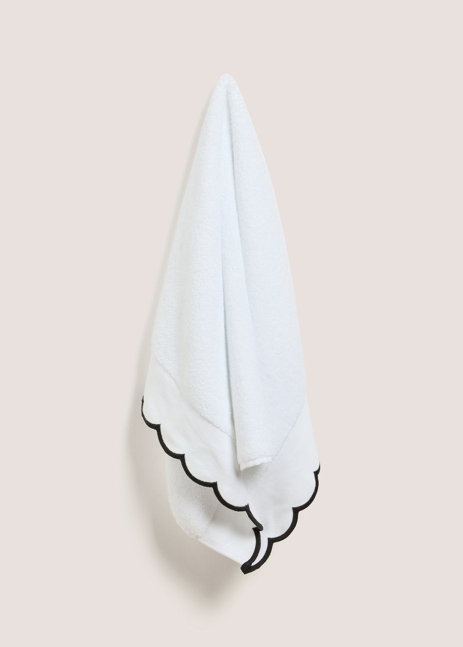 White Scallop Hand Towel