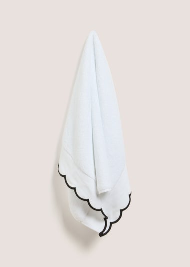 White Scallop Hand Towel