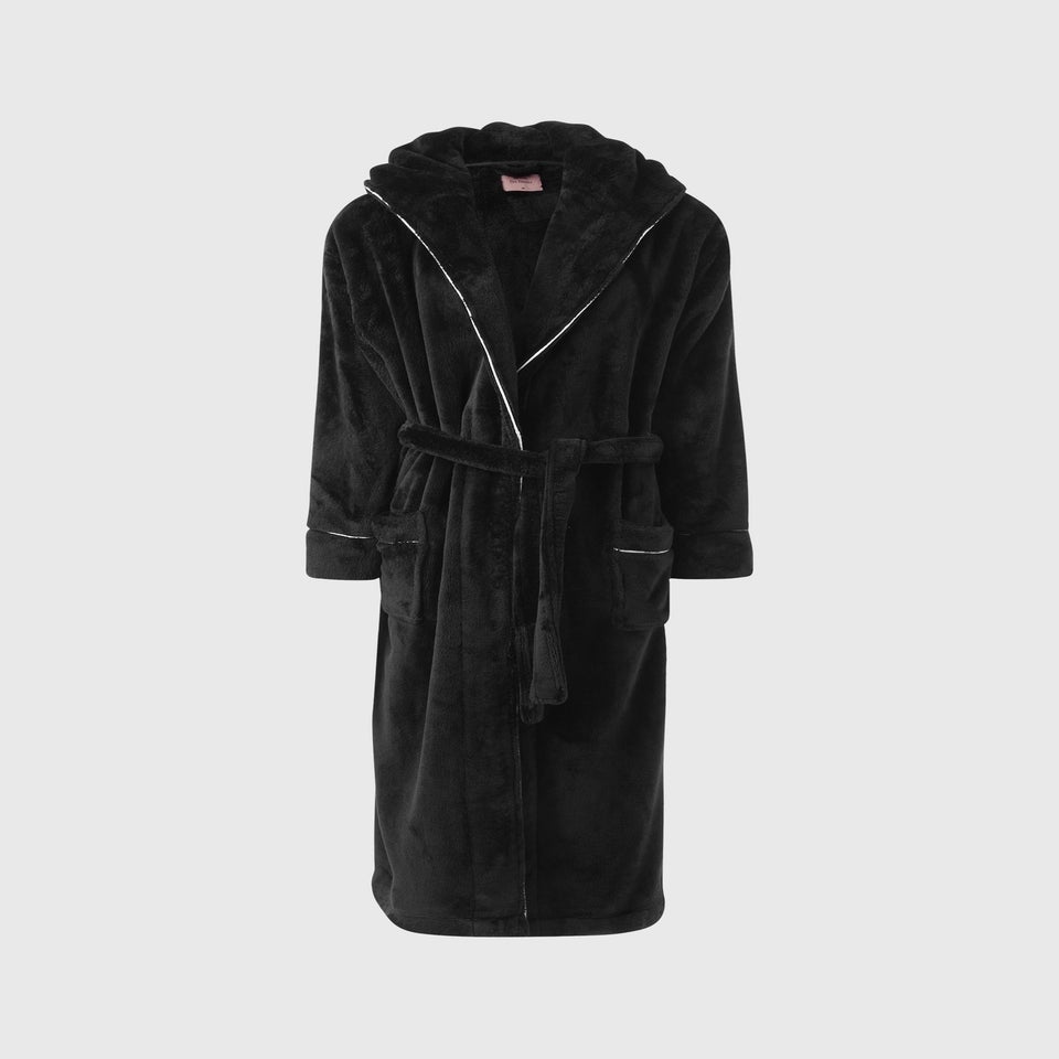 Black Contrast Dressing Gown