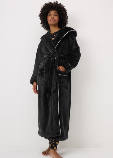 Black Contrast Dressing Gown