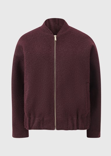 Et Vous Burgundy Textured Bomber Jacket