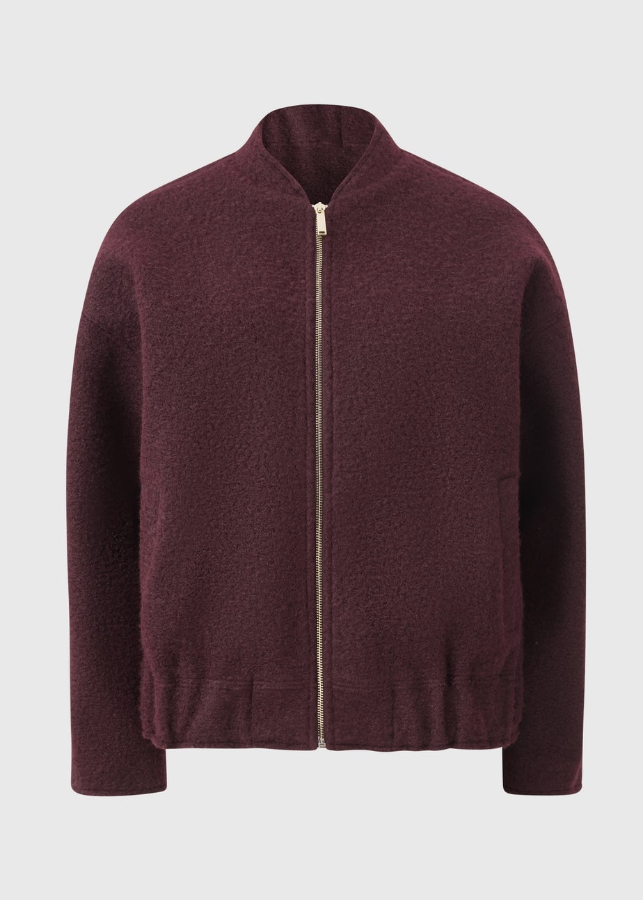 Et Vous Burgundy Textured Bomber Jacket