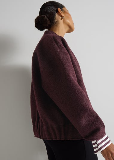Et Vous Burgundy Textured Bomber Jacket
