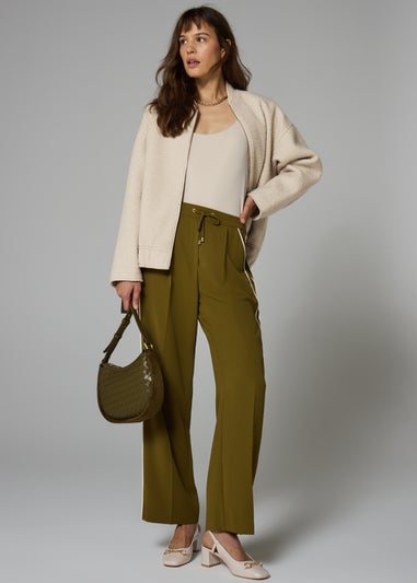 Et Vous Cream Textured Bomber Jacket