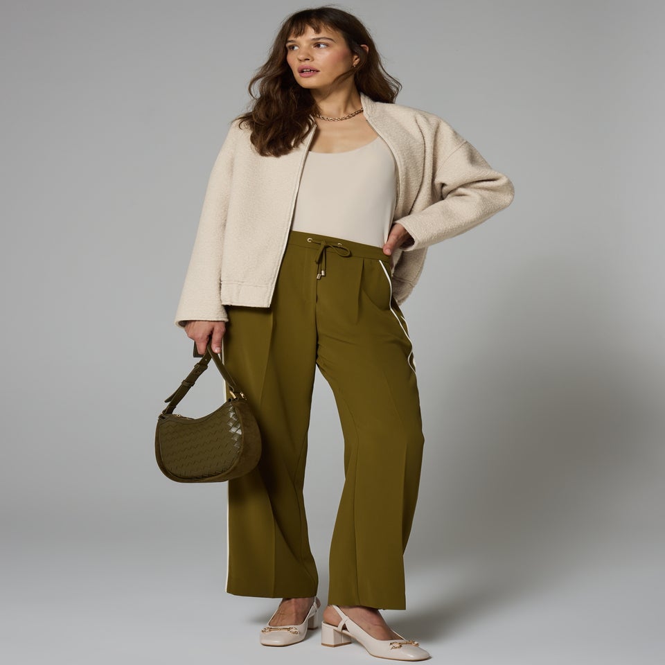 Et Vous Cream Textured Bomber Jacket