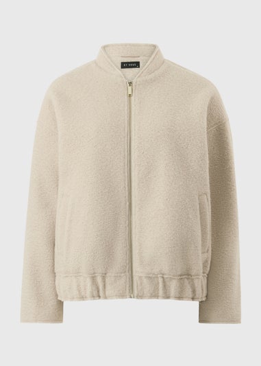 Et Vous Cream Textured Bomber Jacket