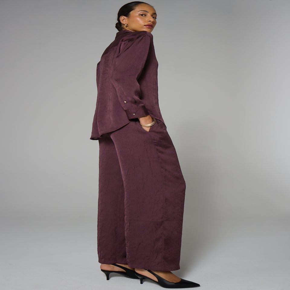 Et Vous Burgundy Satin Co Ord Shirt