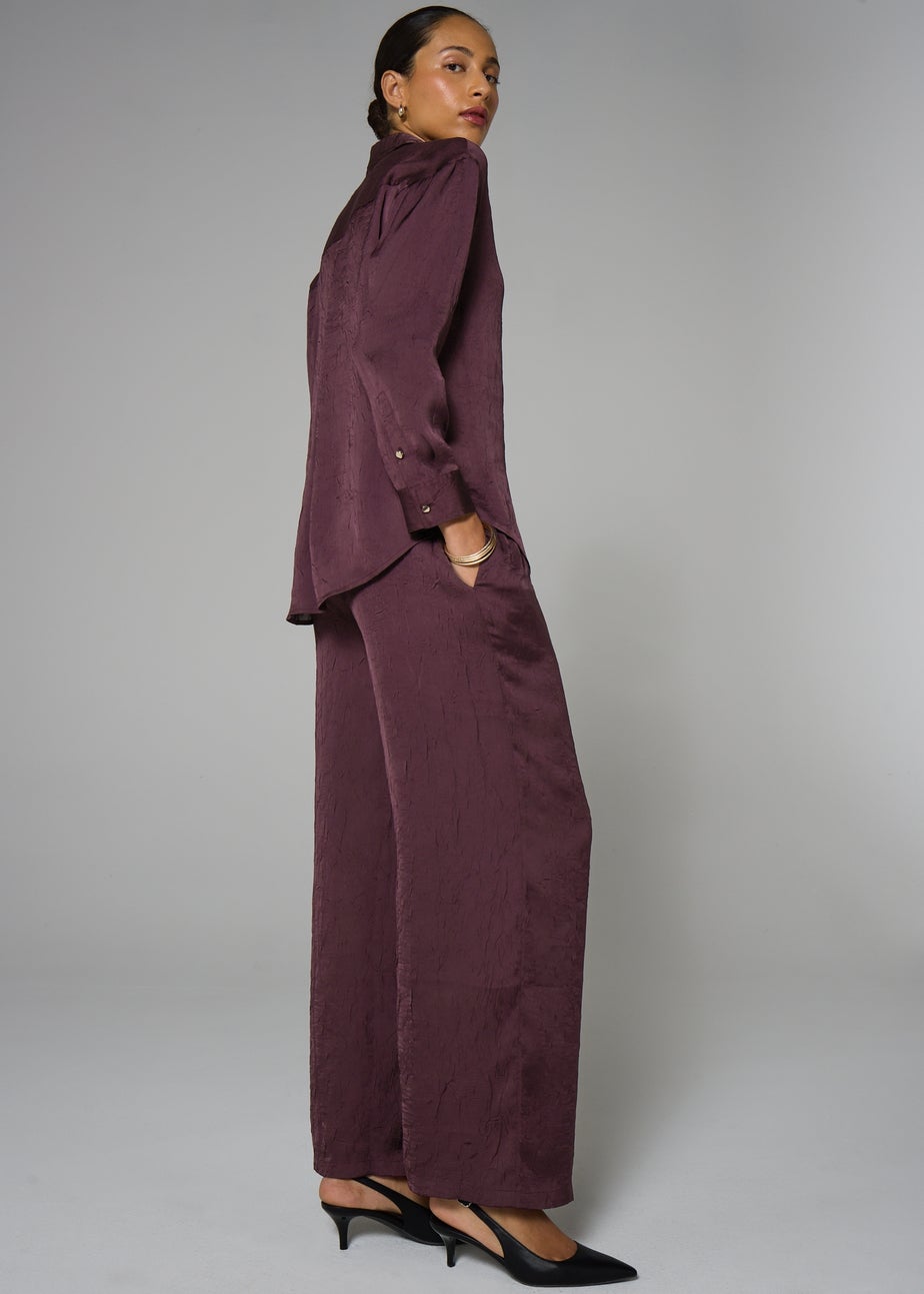 Et Vous Burgundy Satin Co Ord Shirt